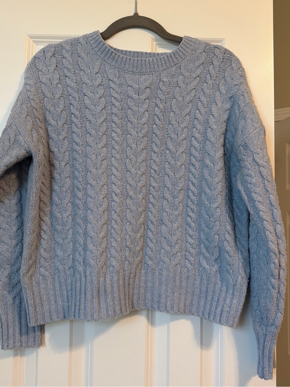 Joie Dusty Blue Cable Knit Crewneck Sweater